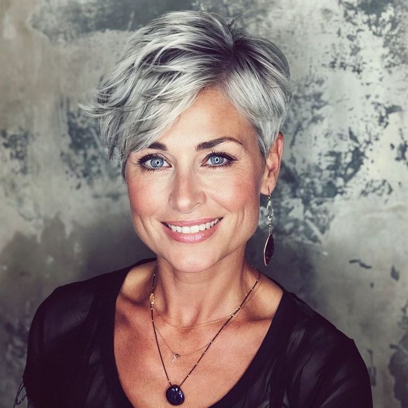Pixie with Silver Swirl Highlights