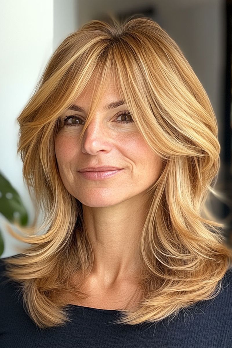 Layered Cut with Curtain Bangs
