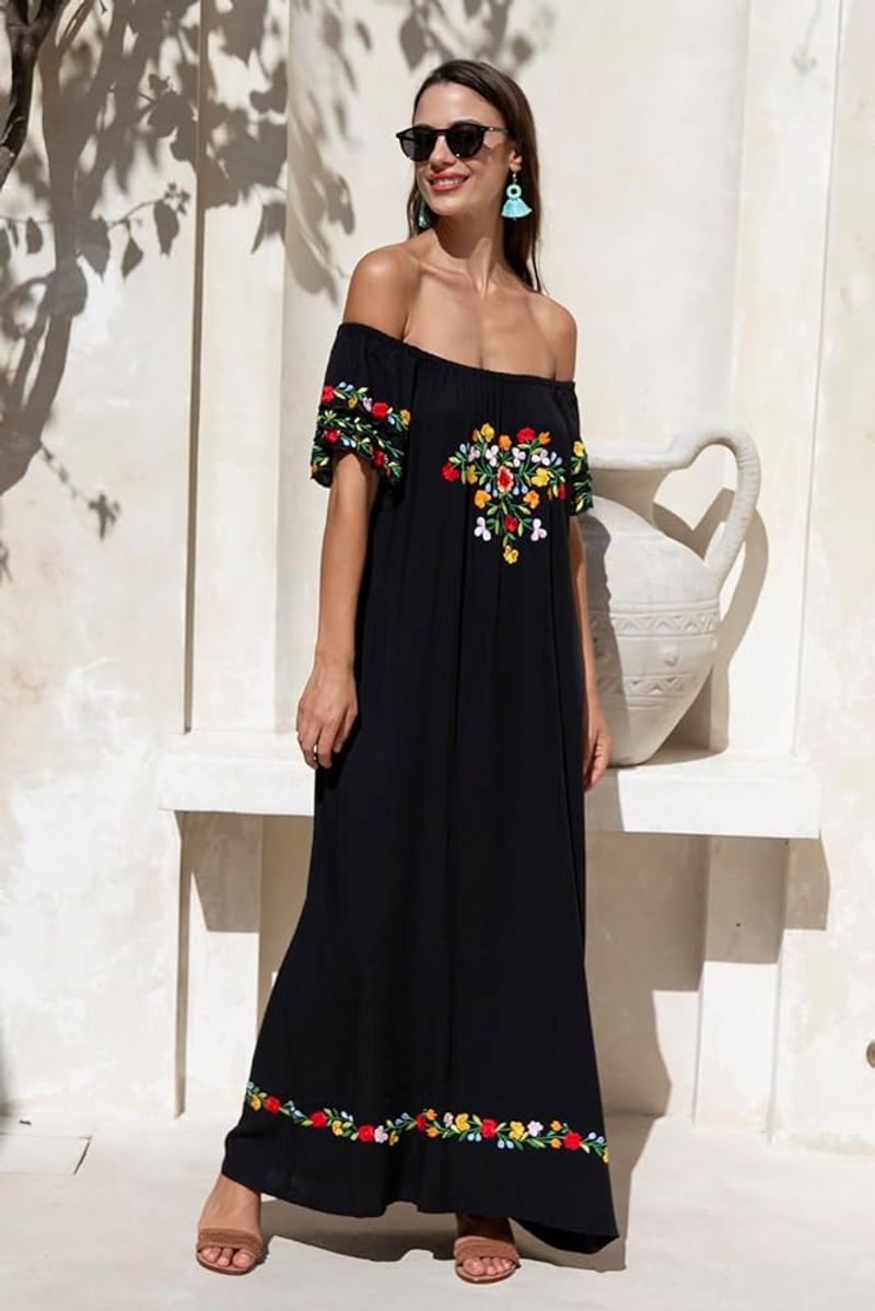 Cold-Shoulder Peasant Dress