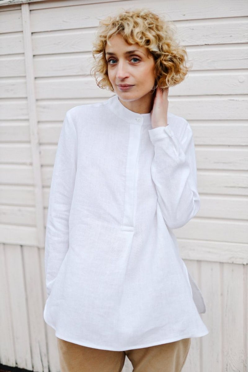 Irish Linen Grandad Collar Shirt