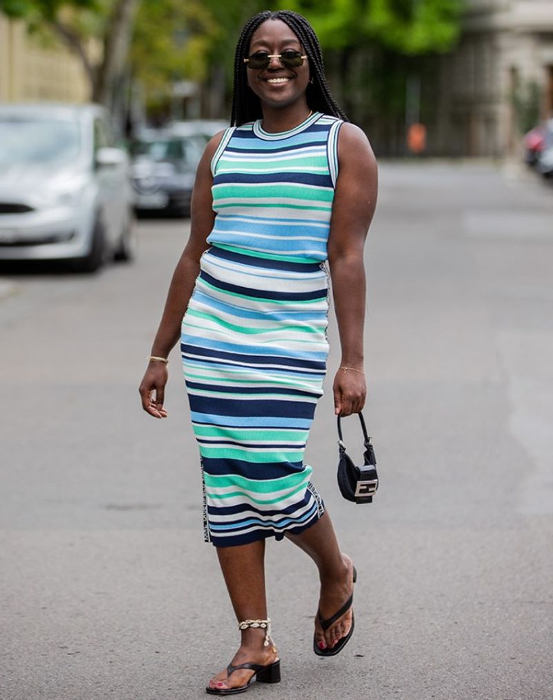 Ribbed Tank Dress With Chunky Sandals