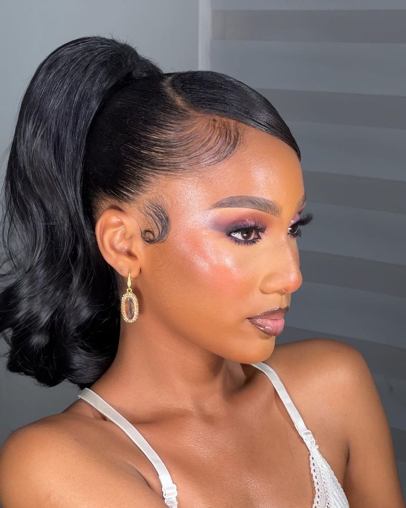 Sleek High Ponytail with Wrap