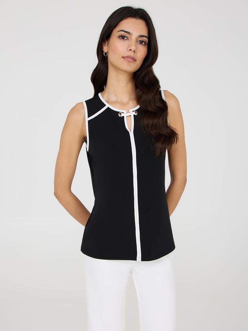 Contrast-Trim Sleeveless Shells