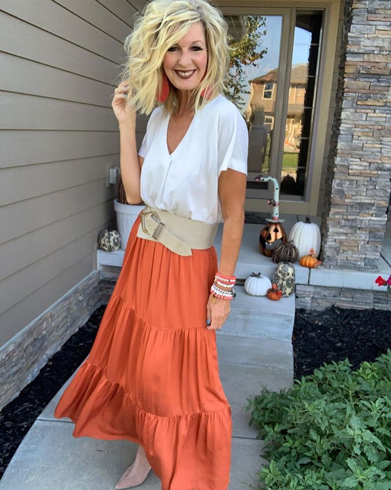 Tiered Cotton Skirt and Simple Tee