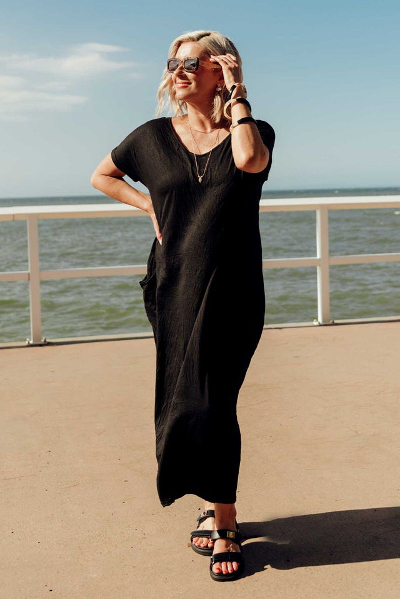 Crinkle Cotton Maxi Dress