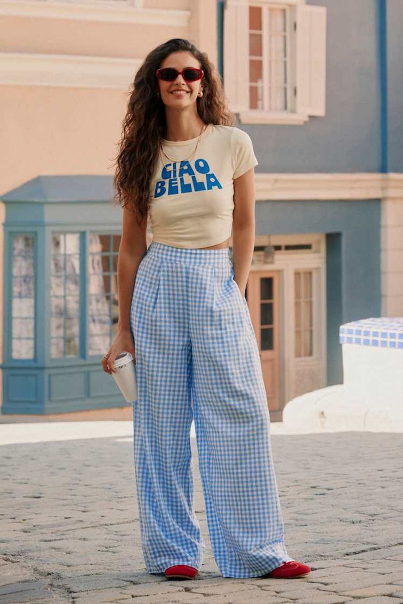 Gingham Check Wide Legs