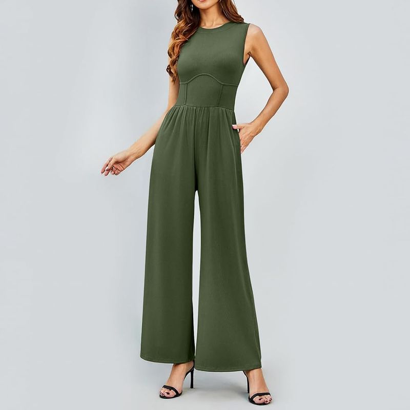 Sleeveless Jumpsuit with Wide Legs