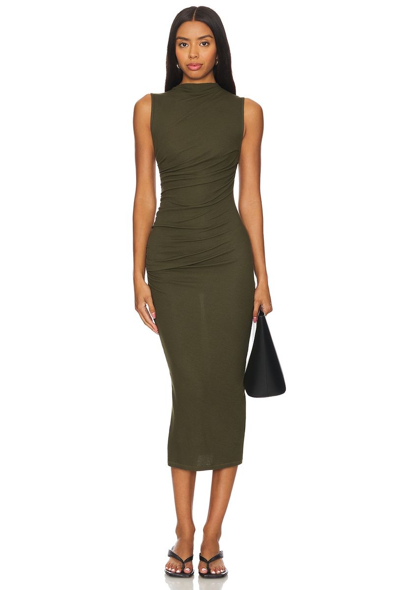 Olive Cashmere Sweater Dress
