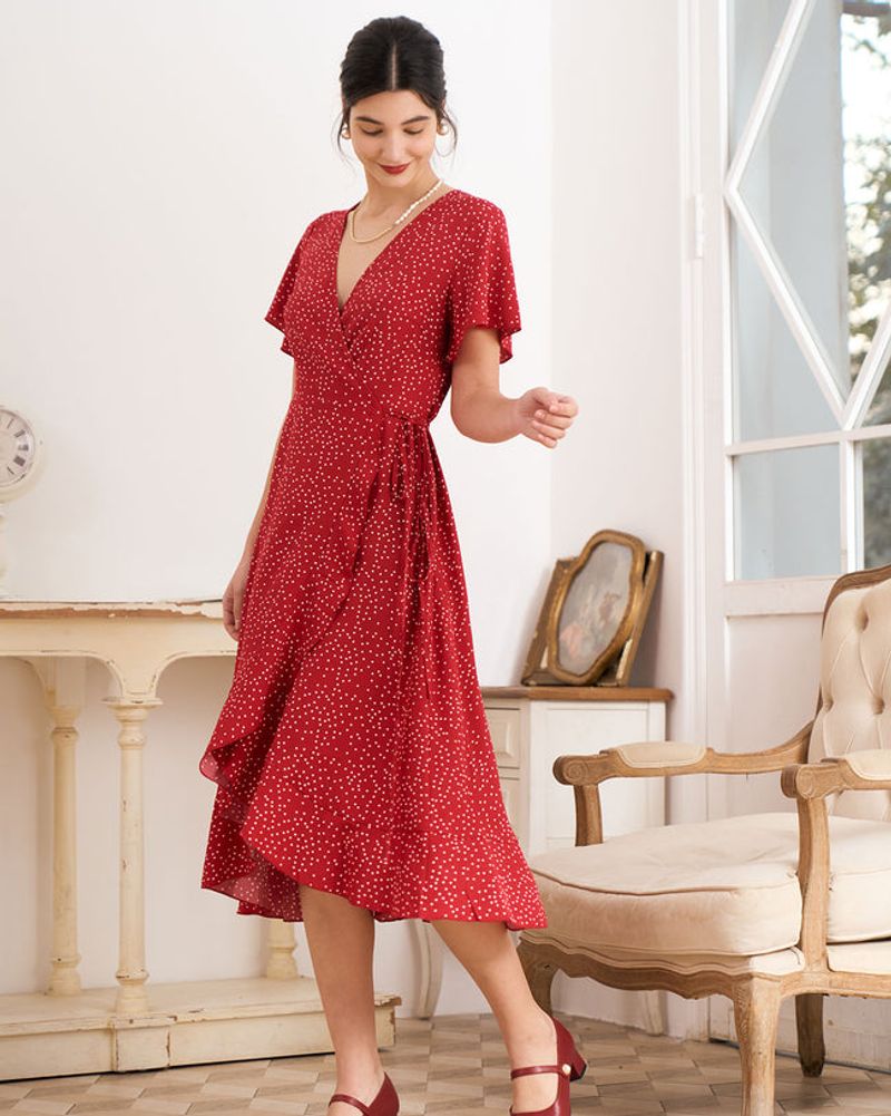 Playful Polka Dot Wrap Dress