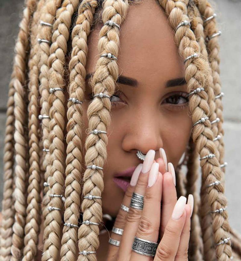 Metallic-Threaded Box Braids