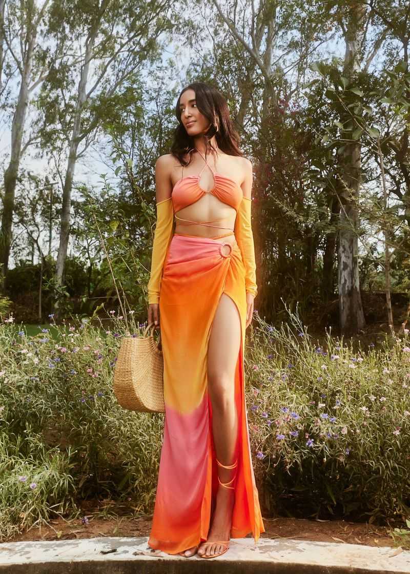 Ombre Chiffon Maxi Skirt