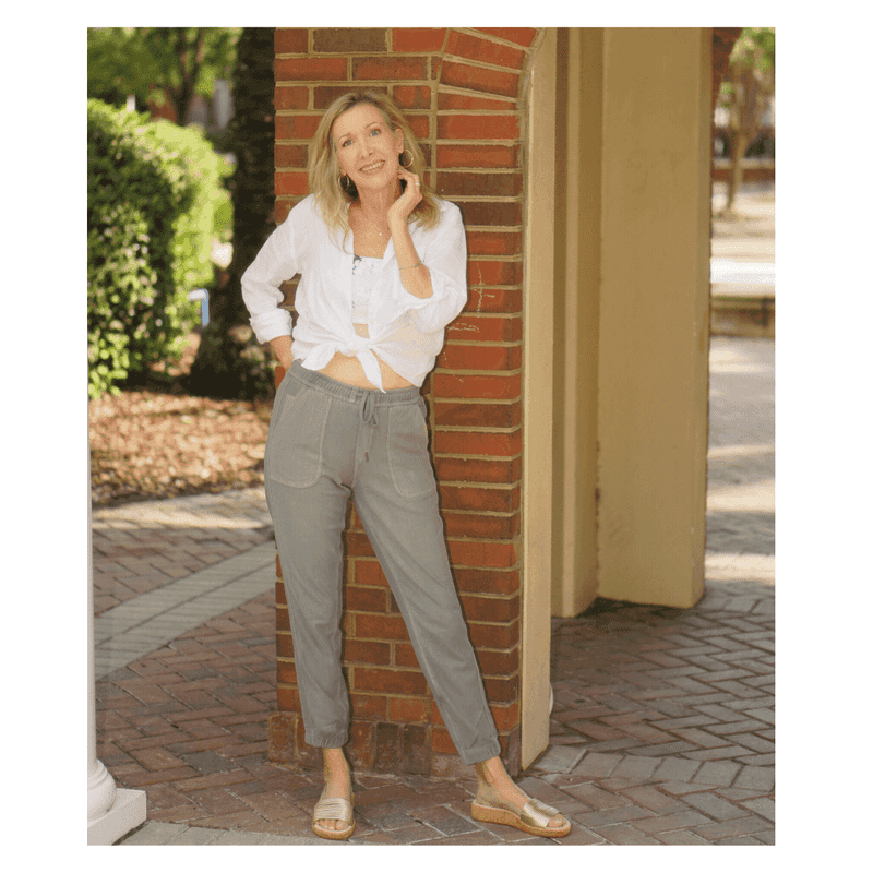 Dressy Joggers and Structured Top Contrast