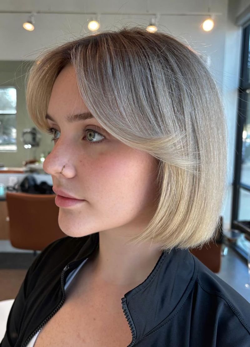 Blunt Lob with Curtain Bangs
