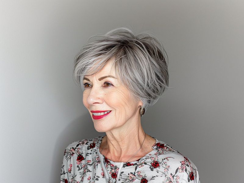 Textured Salt-and-Pepper Bob