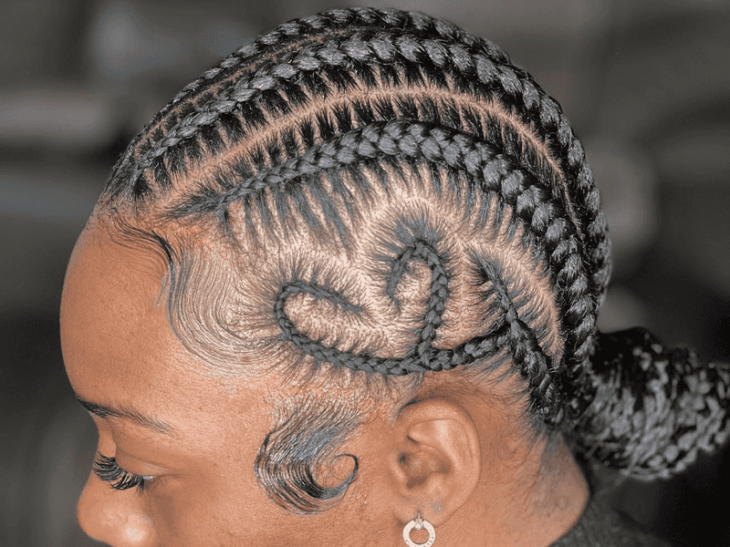 Micro Cornrows with Baby Hair Art