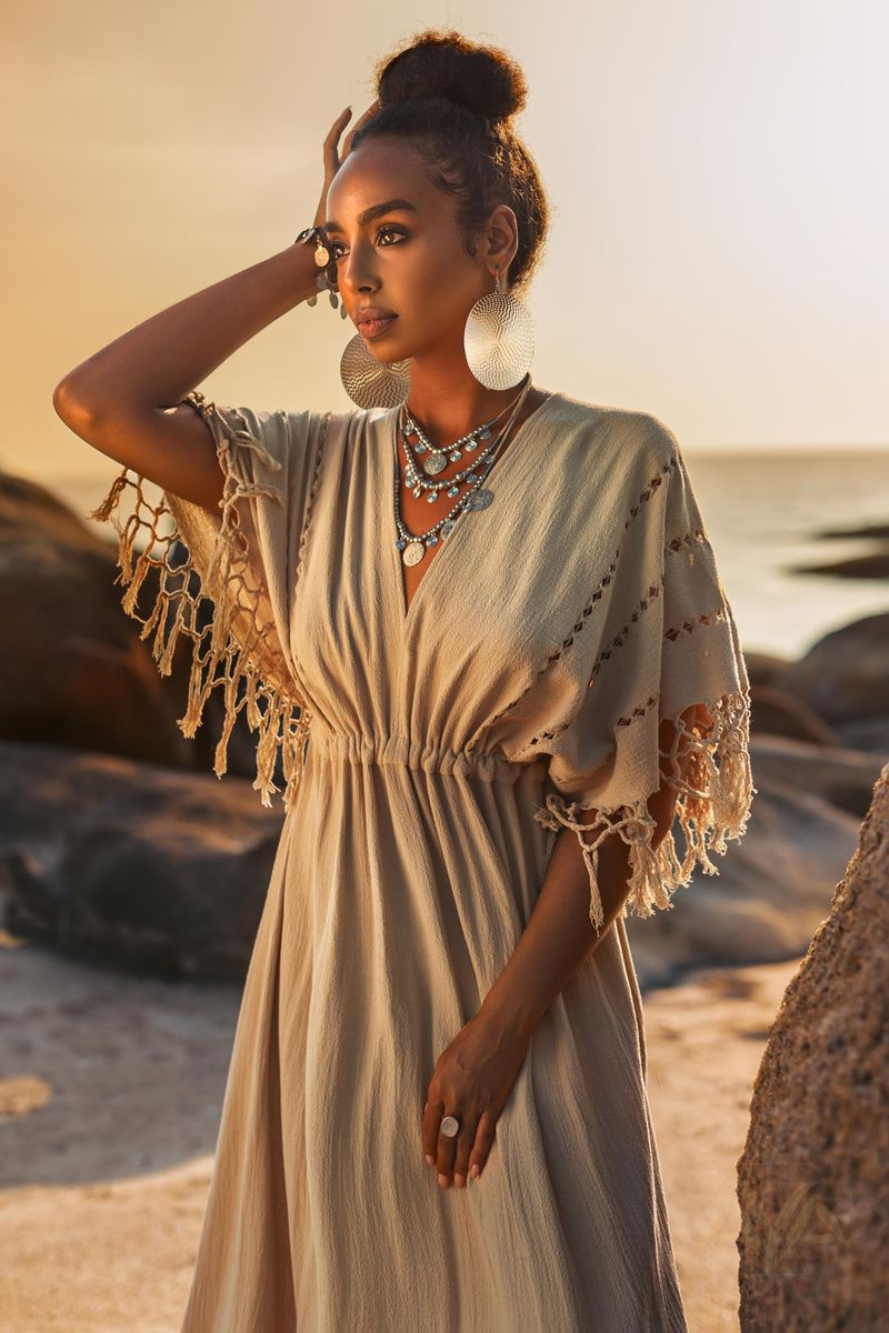 Bohemian Maxi Dress with Sunset Eyes