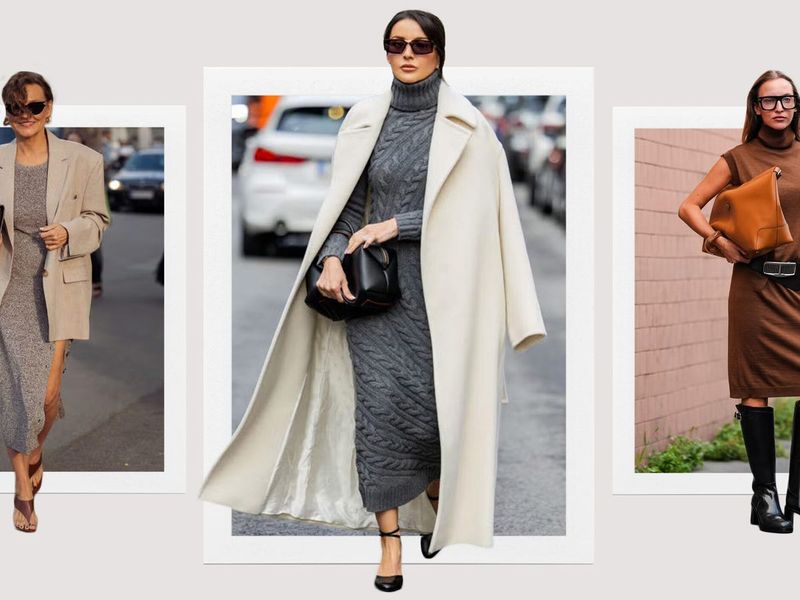 Knit Dress with Statement Coat