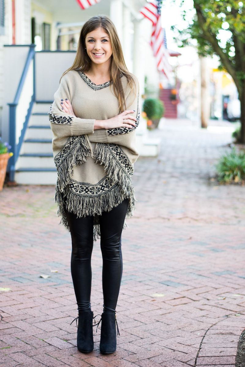 Colorful Poncho with Leggings