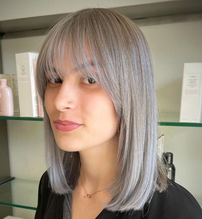 Gray Blunt Cut with Bangs