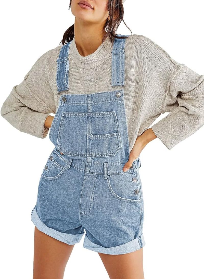 Denim Overall Shorts & Striped Tee