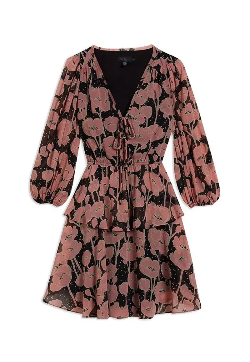 Puff-Sleeve Mini Dress