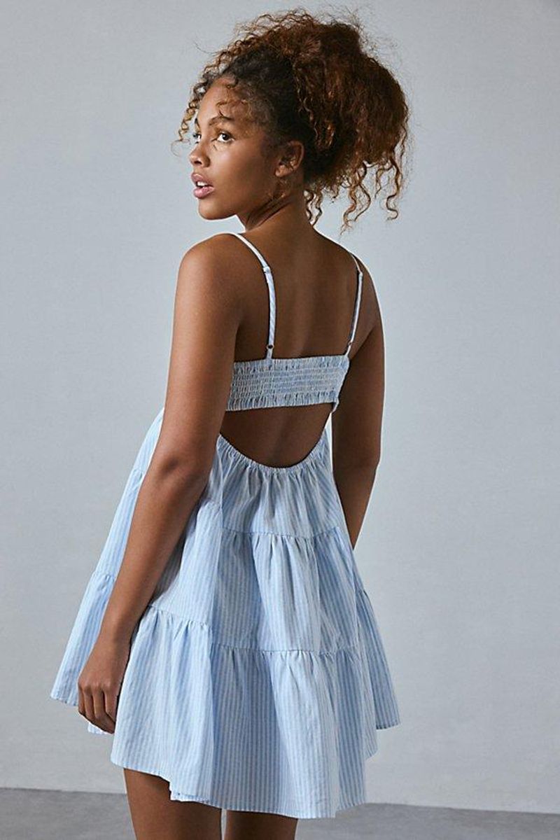 Mini Babydoll Dress With Tiered Skirt