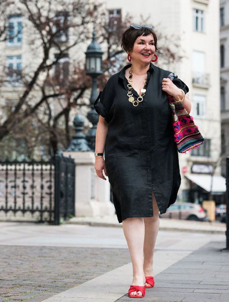 Asymmetrical Hemline Shirt Dress