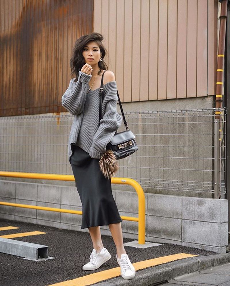 Slip Skirt with Oversized Sweater