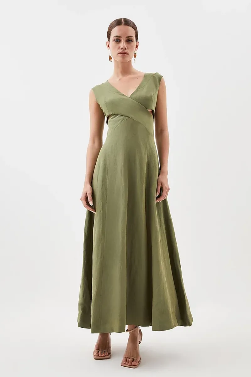 A-Line Linen Dress With Defined Waist
