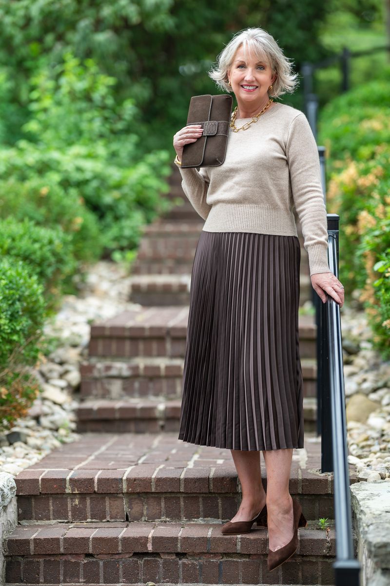 Midi Skirt with Tucked Sweater
