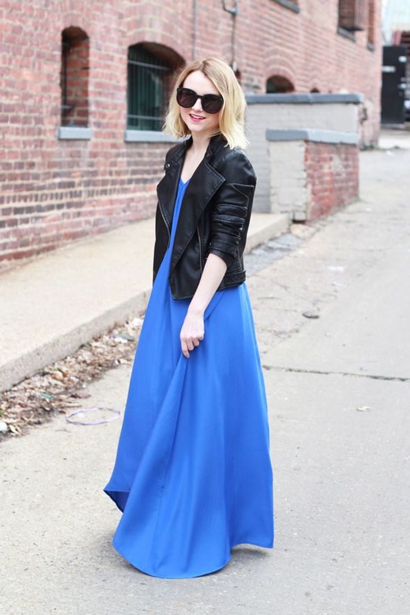 Leather Jacket and Maxi Skirt