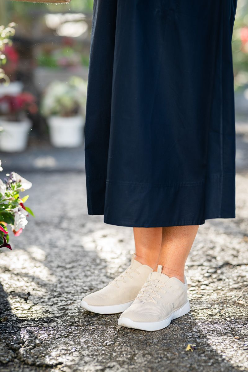 Knit Slip-On Sneakers with Relaxed Linen Pants