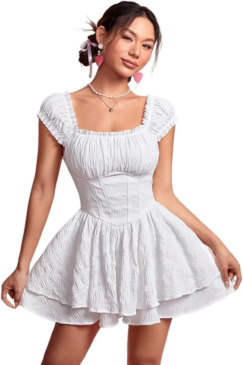 Puff-Sleeve Mini Dress