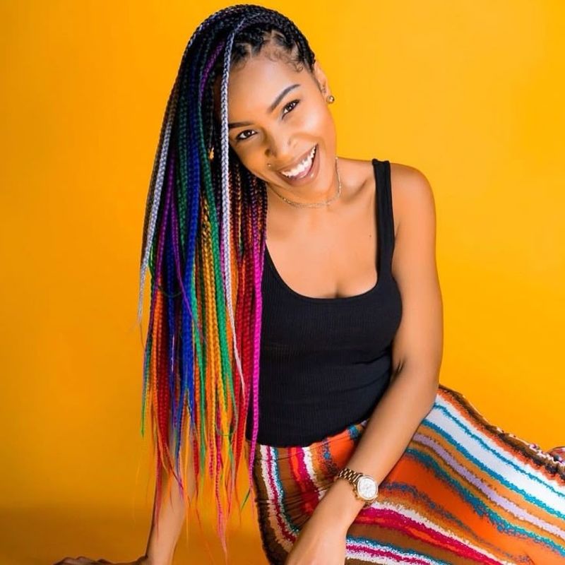 Cornrows with Colorful Extensions