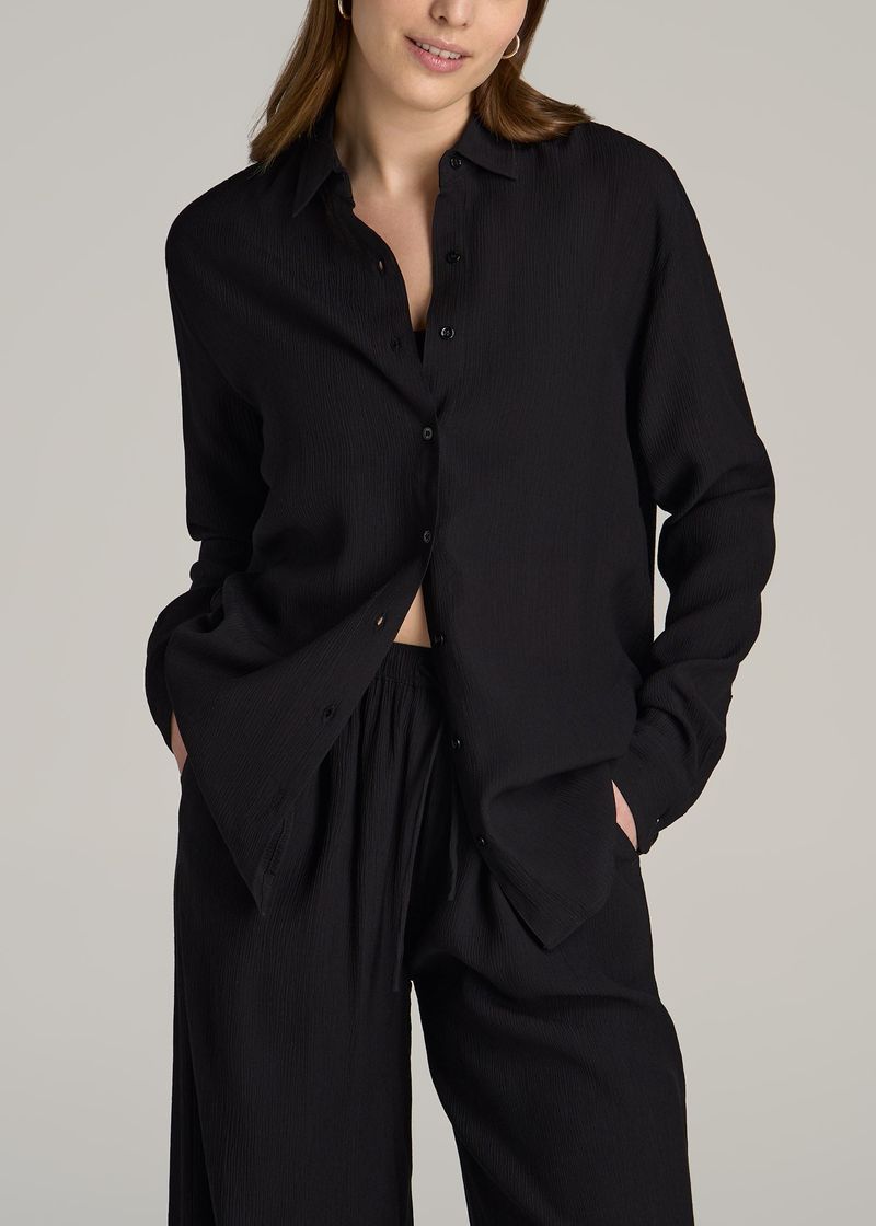 Crinkle Cotton Button-Back
