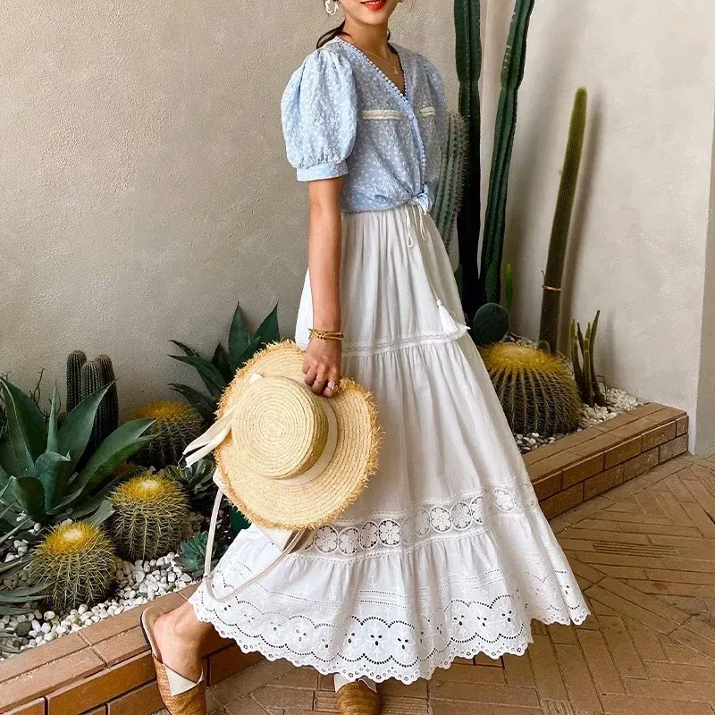 Embroidered Cotton Maxi Skirt