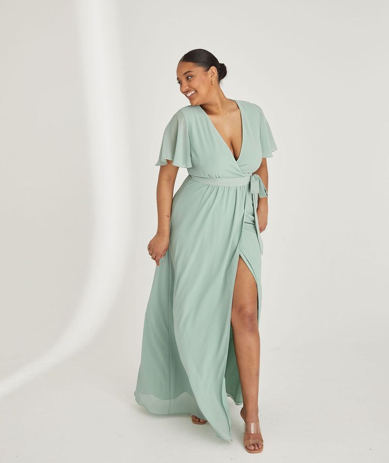 Wrap Dress in Sage Green