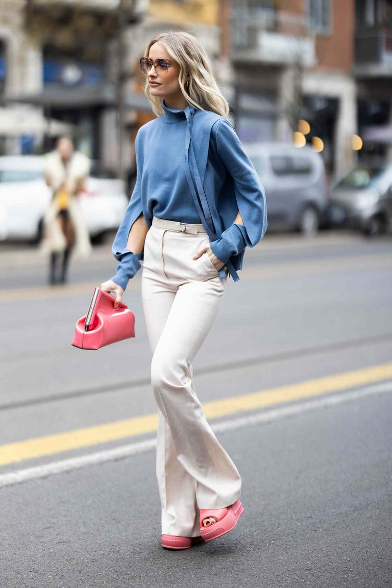 Chunky Platform Sandals With Wide-Leg Linen