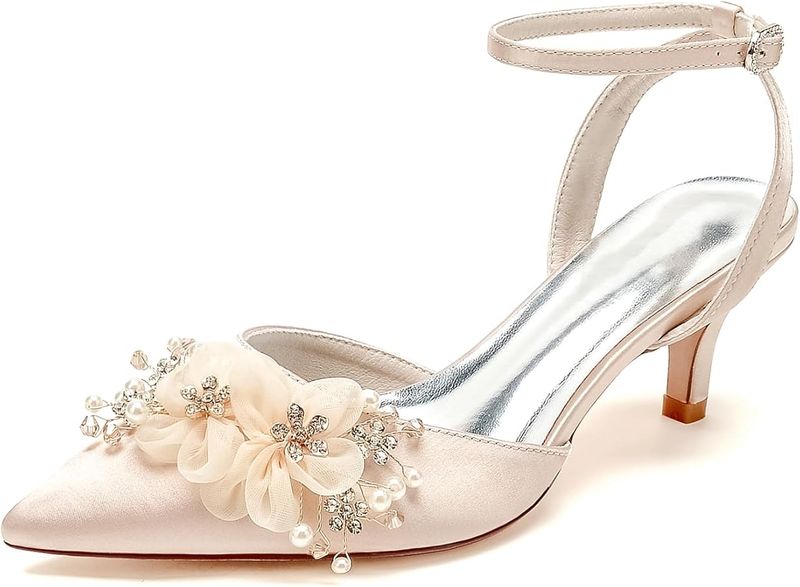 Pearl-Embellished Low Pumps