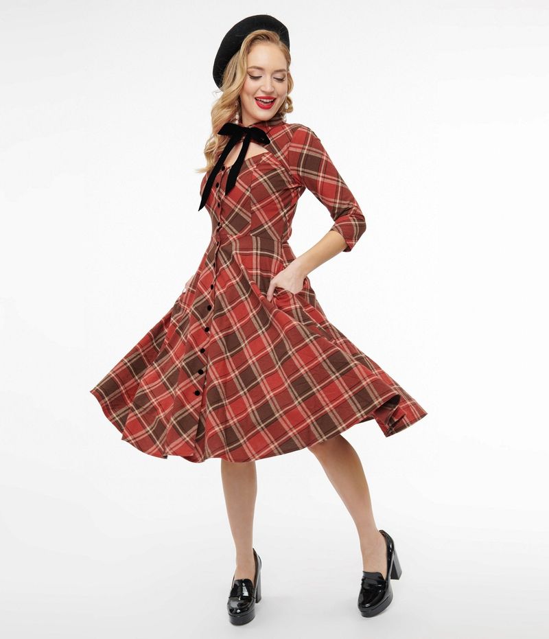 Retro Checkered Swing Dress