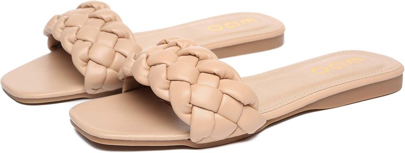 Woven Leather Slides