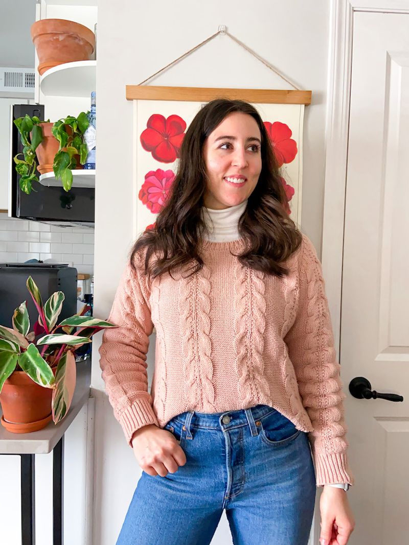 Turtleneck Under Oversized Sweater Vest