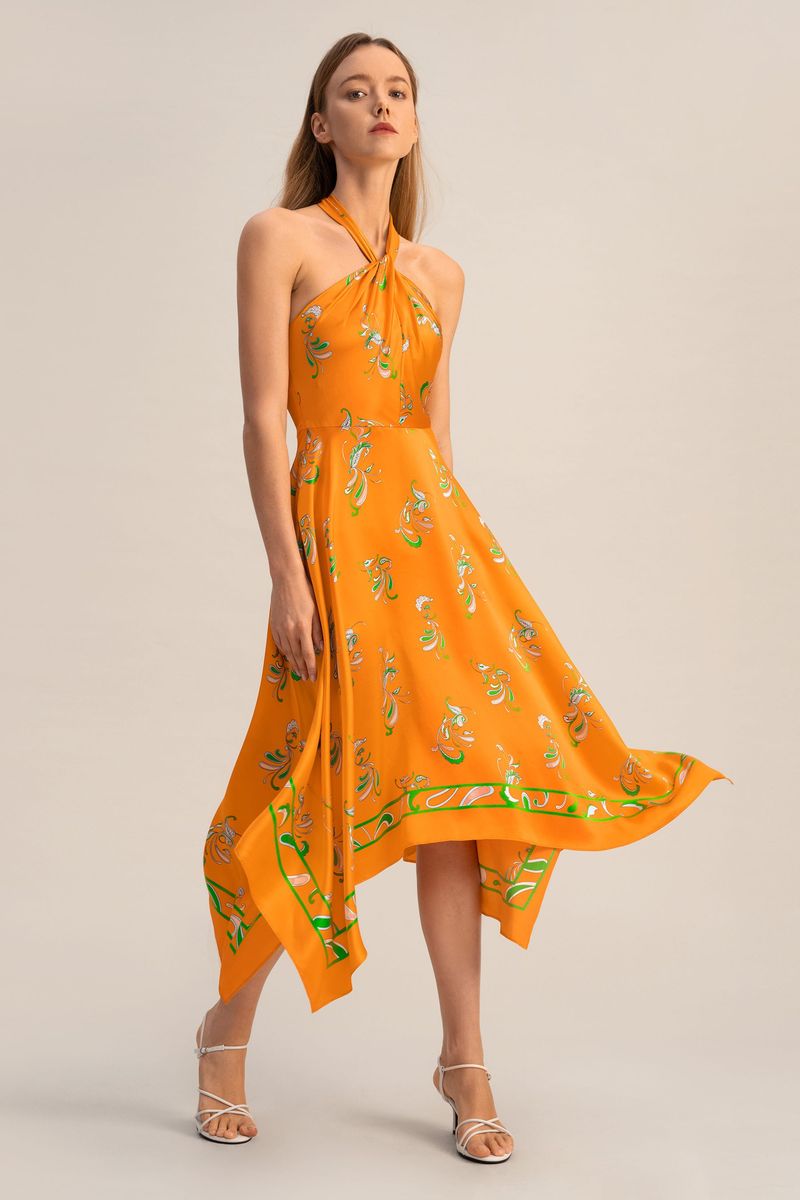 Handkerchief Hem Halter Dress