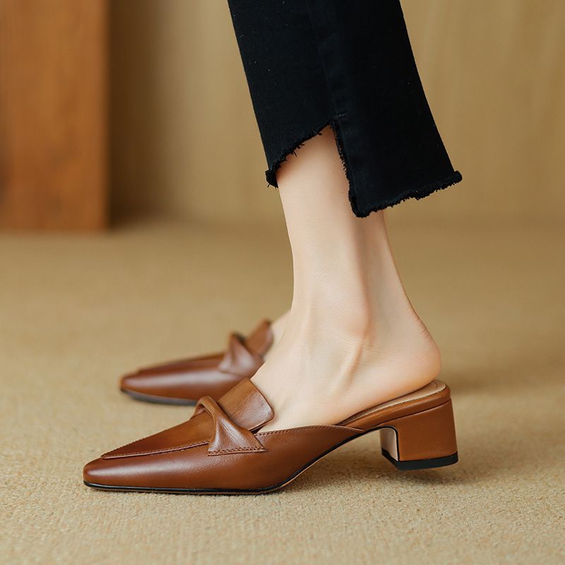 Stacked Heel Mules