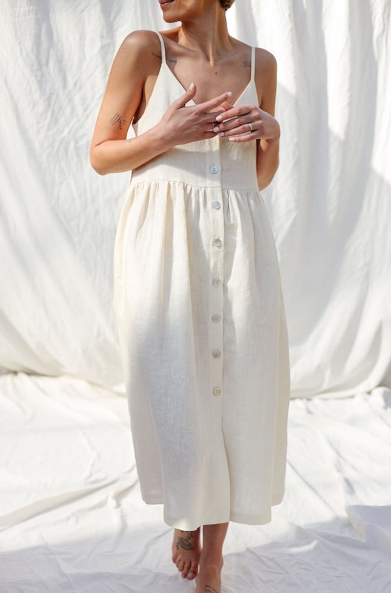 Sleeveless Linen Jumper with Pockets