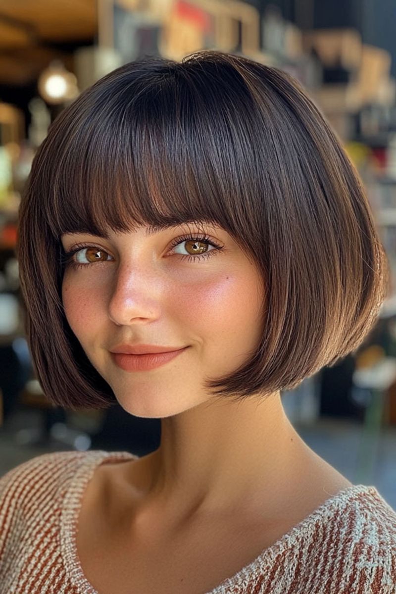Rounded Bob With Full Bangs