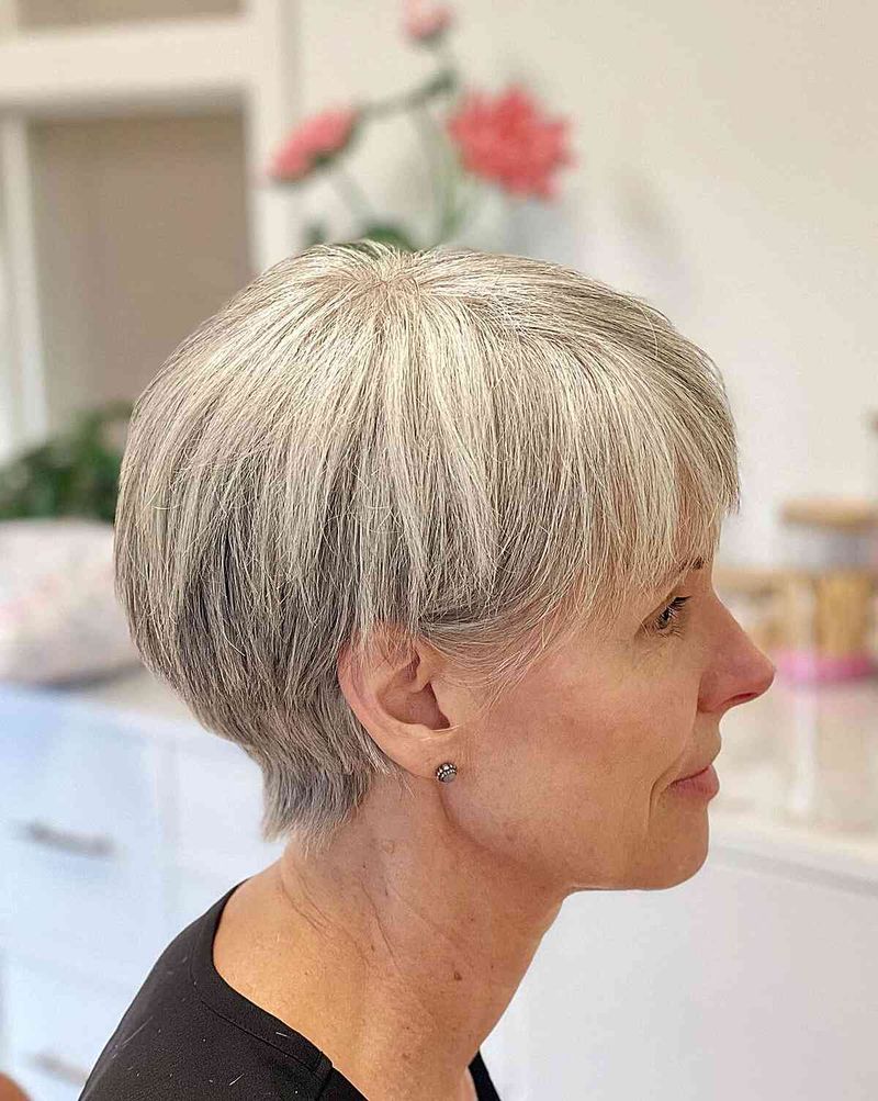 Long Pixie with Swept Fringe
