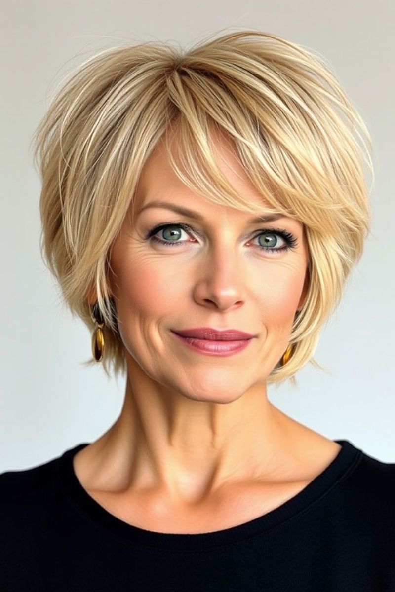Layered Bob with Side-Swept Fringe