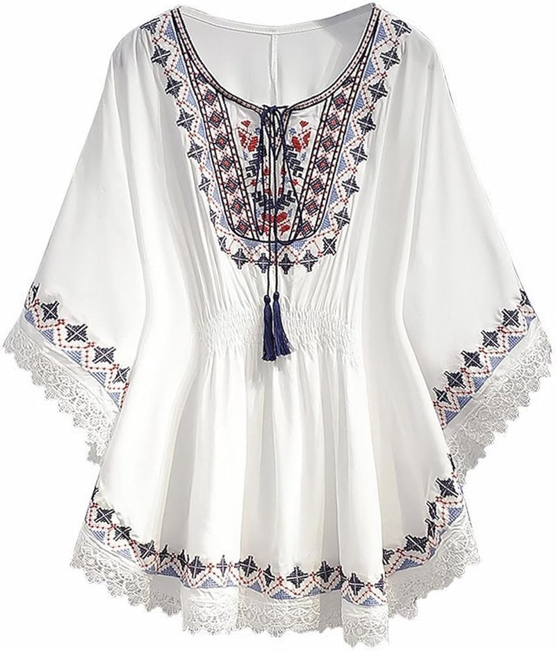 Gauze Cotton Peasant Top