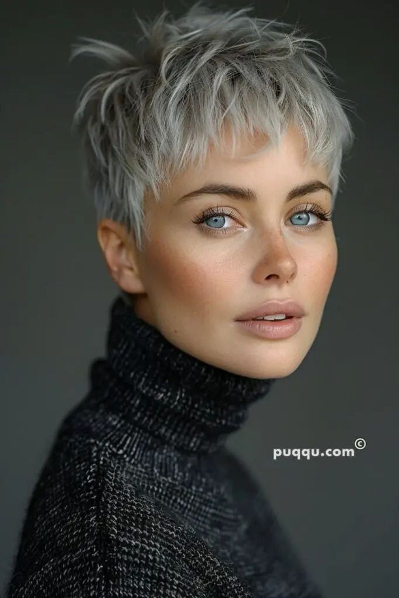 Textured Silver Pixie with Fringe